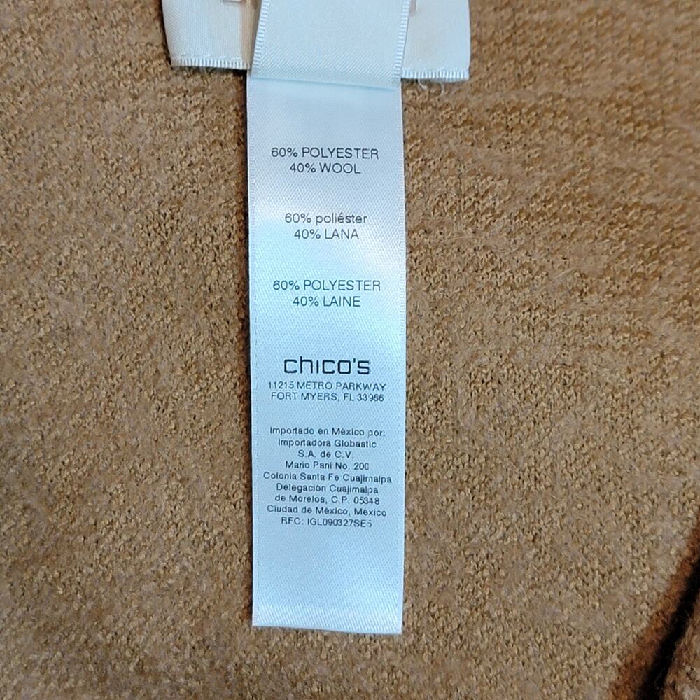 Chico's Wool Blend Tailored Blazer Jacket Button Front Camel Tan Size 1 Medium - Picture 12 of 14